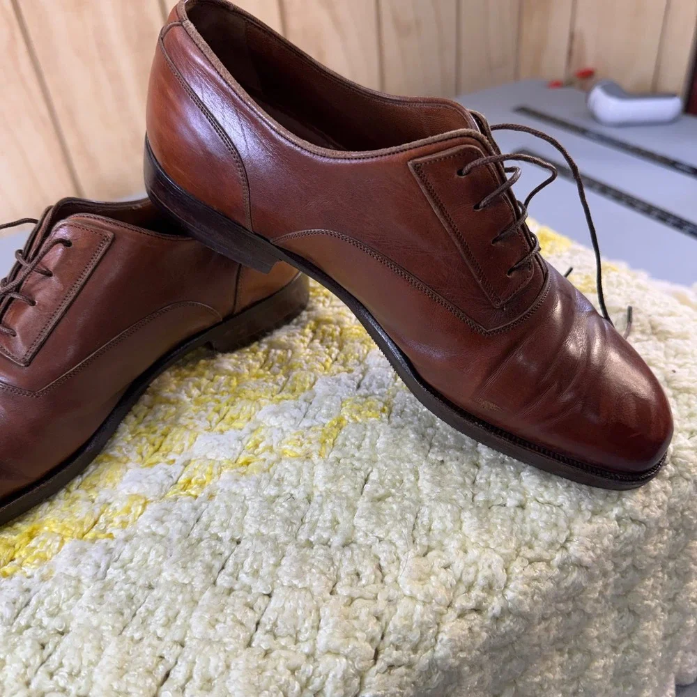 Bruno Magli Solo Mens Brown Leather Oxford Dress Shoes Made in Italy Siz 9 45326